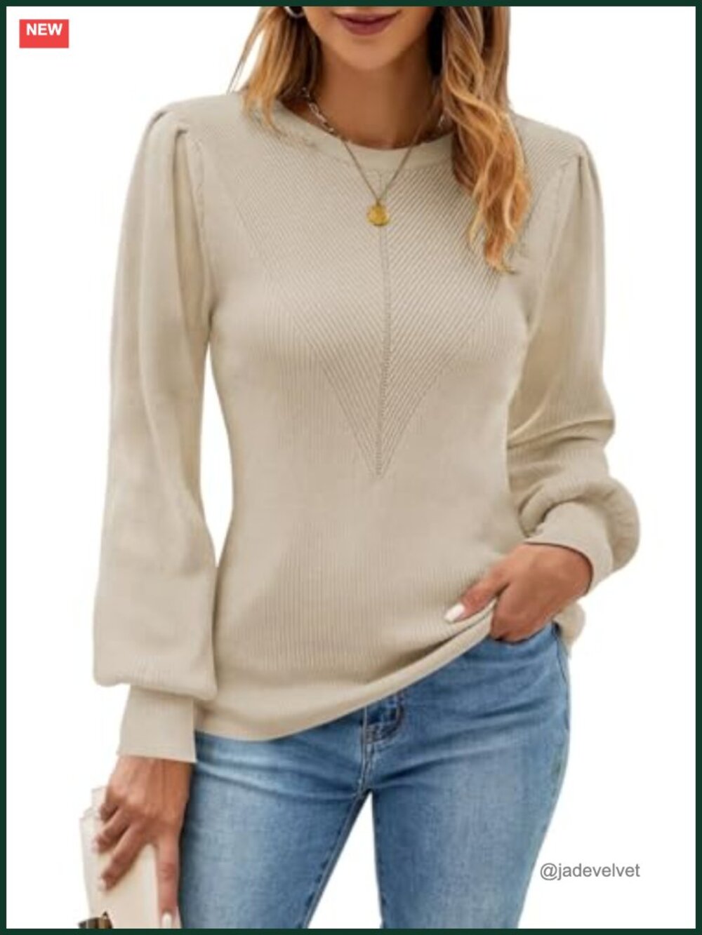 Womens Ribbed Knit Slim Fit Long Sleeve Crewneck Pullover Sweater